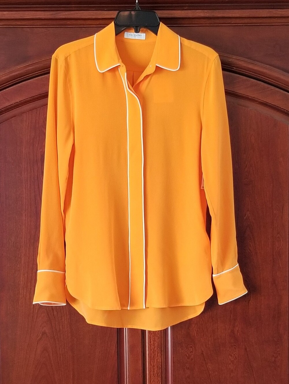 NWT Equipment Femme Audete Mandarin Orange Silk Button front Shirt Size XS
